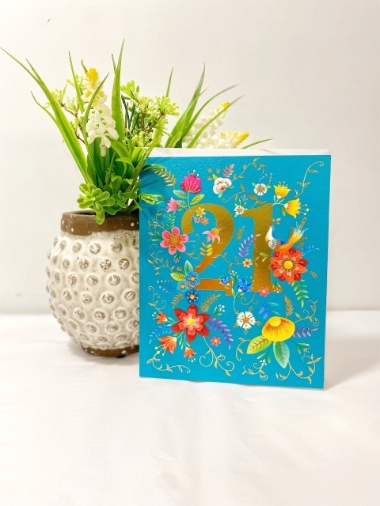 21 Years Floral Birthday Card